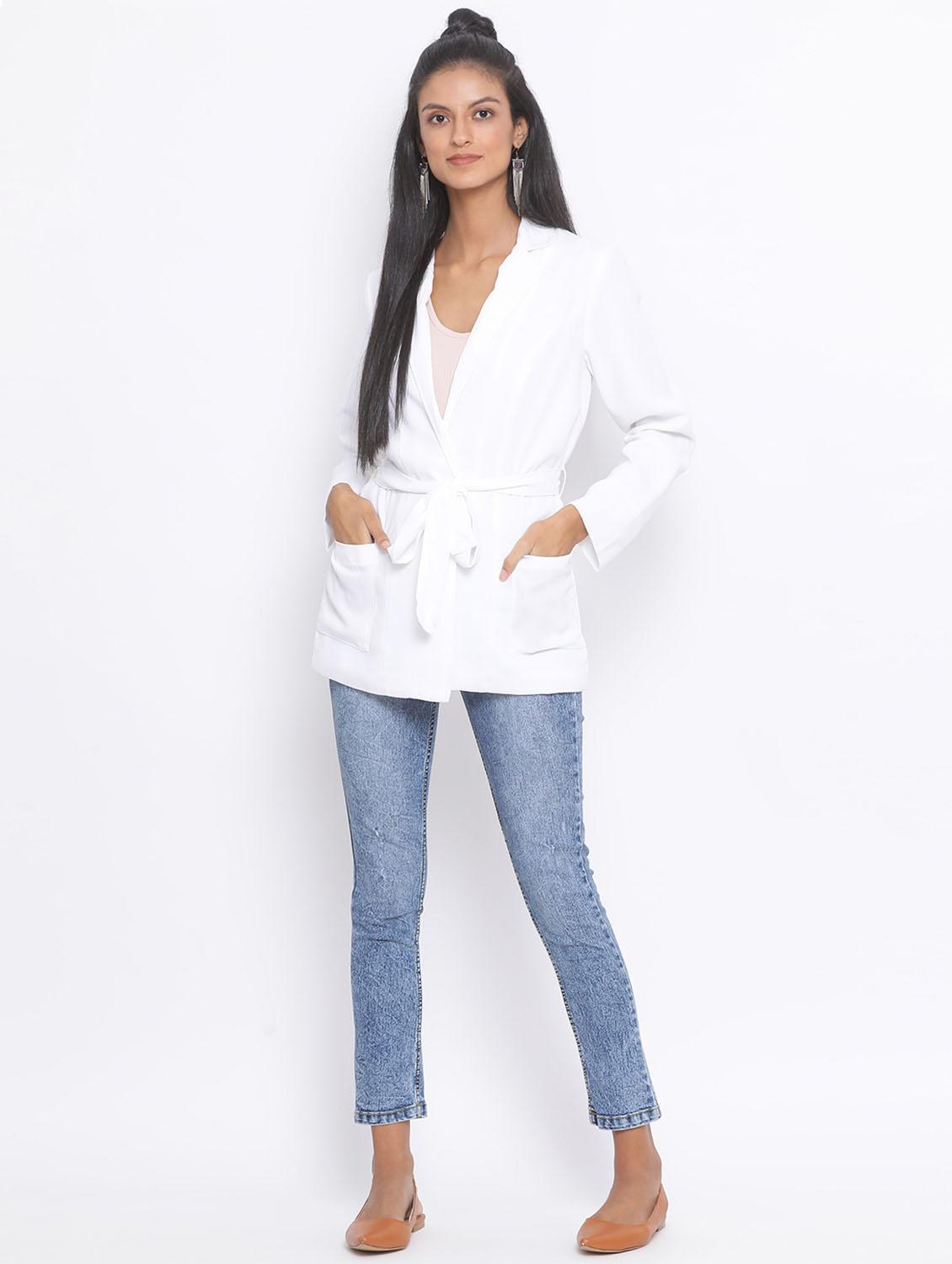 tie front casual blazer - 17544671 - Standard Image - 3