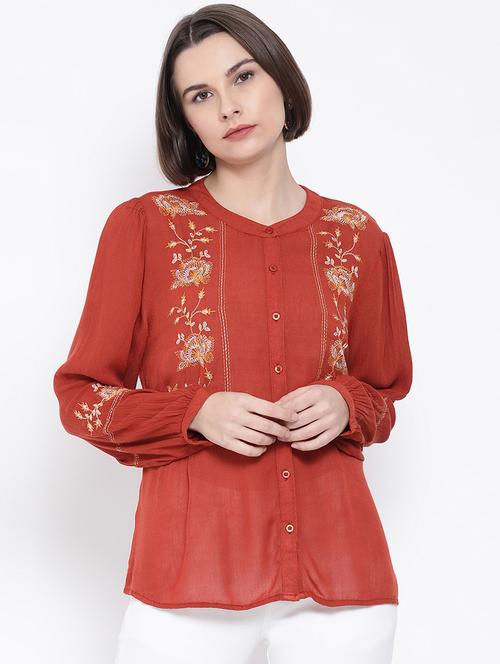 orange viscose regular shirt - 17544682 - Standard Image - 0