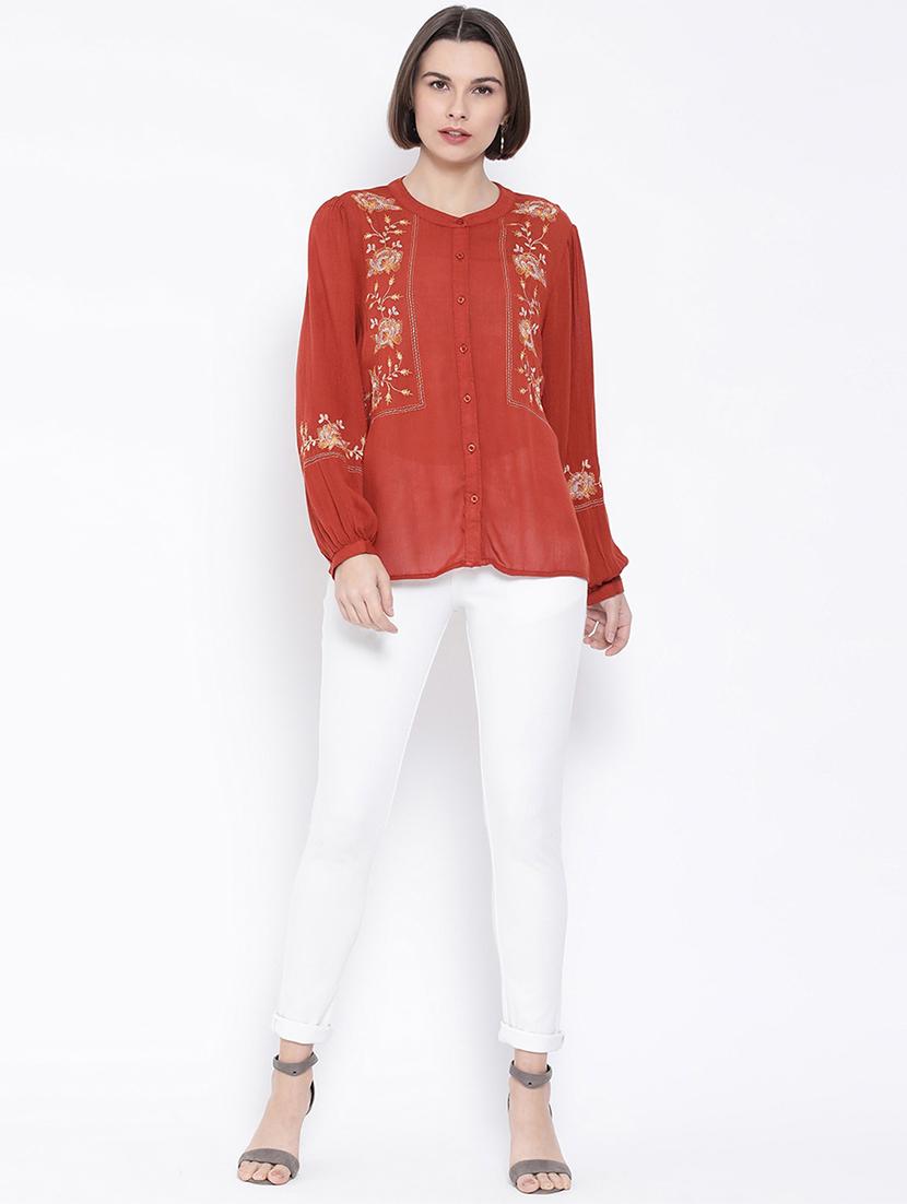 orange viscose regular shirt - 17544682 - Standard Image - 3