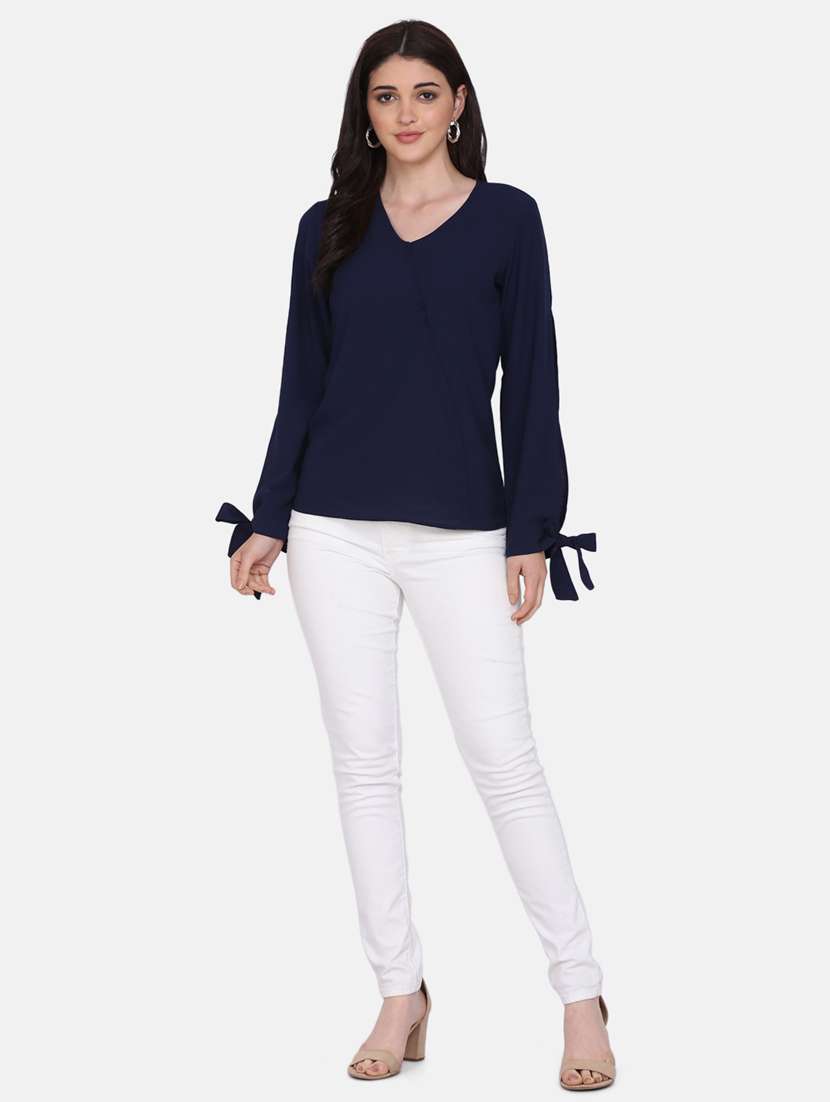 women's straight v neck top - 17545655 -  Standard Image - 3