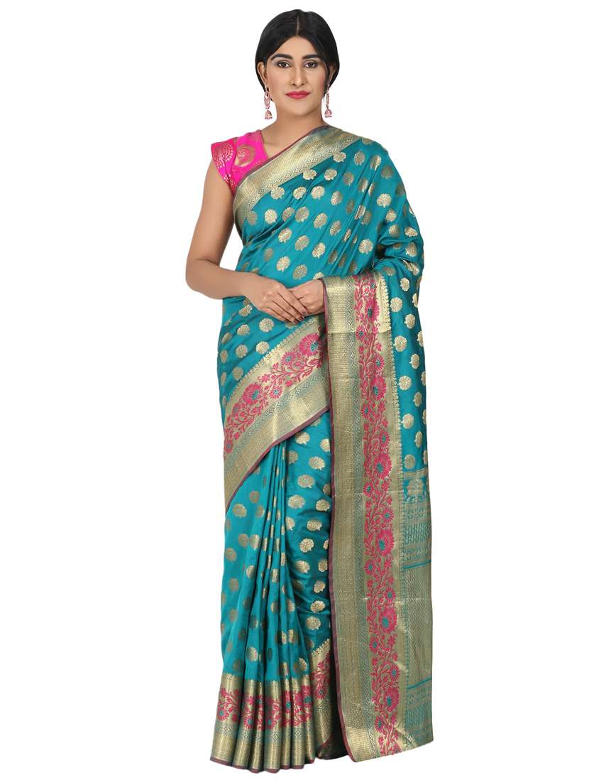zari work banarasi saree with blouse - 17545788 - Zoom Image - 0