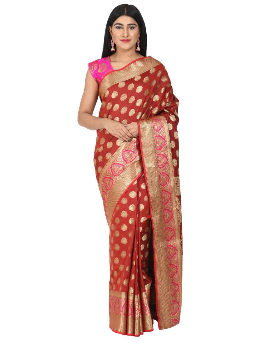 zari work banarasi saree with blouse - 17545790 - Zoom Image - 0