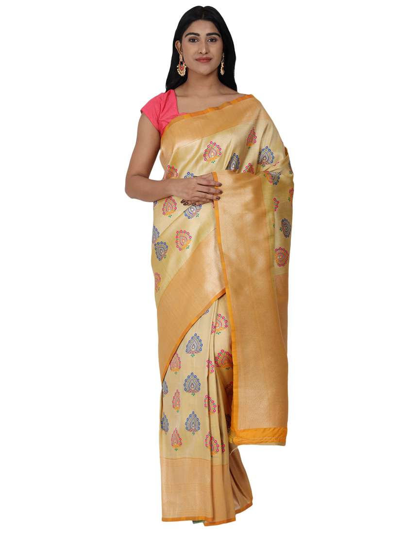 ethnic motifs  banarasi saree with blouse - 17545794 -  Zoom Image - 0