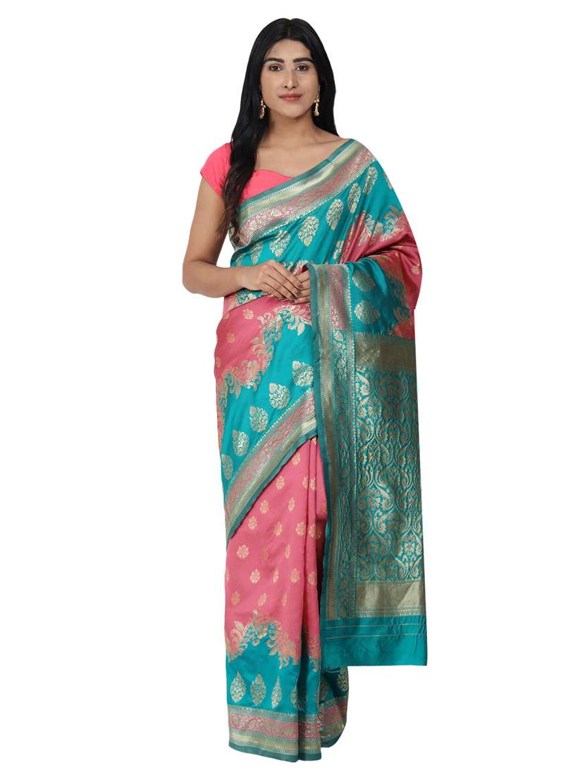 ethnic motifs banarasi saree with blouse - 17545816 - Zoom Image - 0