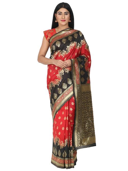 ethnic motifs banarasi saree with blouse - 17545818 - Standard Image - 0