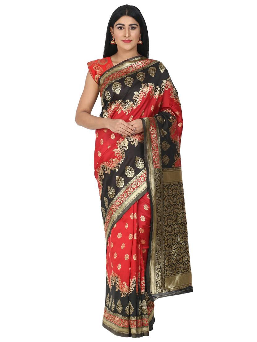 ethnic motifs banarasi saree with blouse - 17545818 - Zoom Image - 0