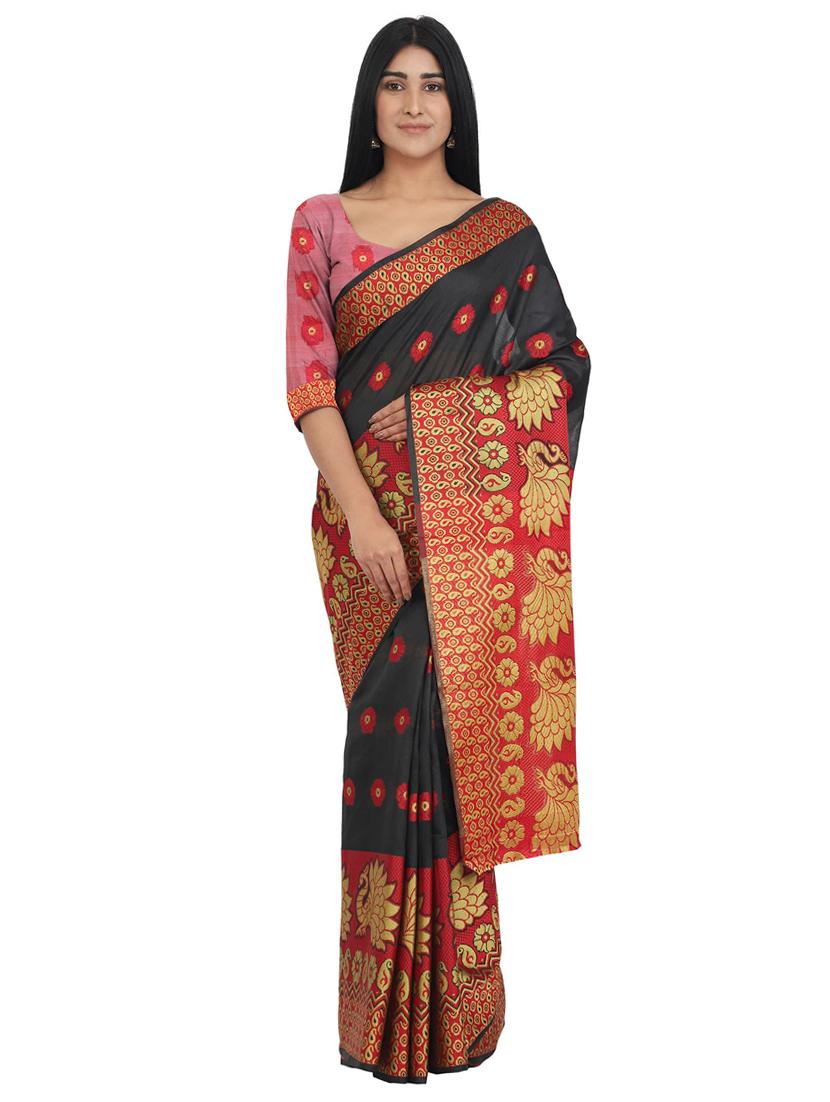navy blue banarasi saree - 17545826 - Zoom Image - 0