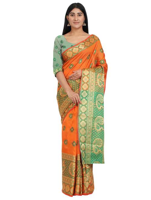floral banarasi saree with blouse - 17545835 - Standard Image - 0