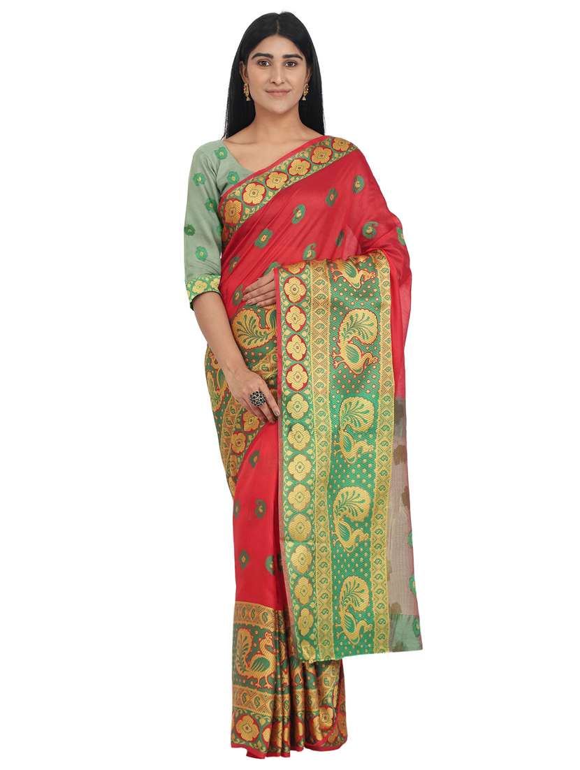 floral banarasi saree with blouse - 17545838 -  Zoom Image - 0
