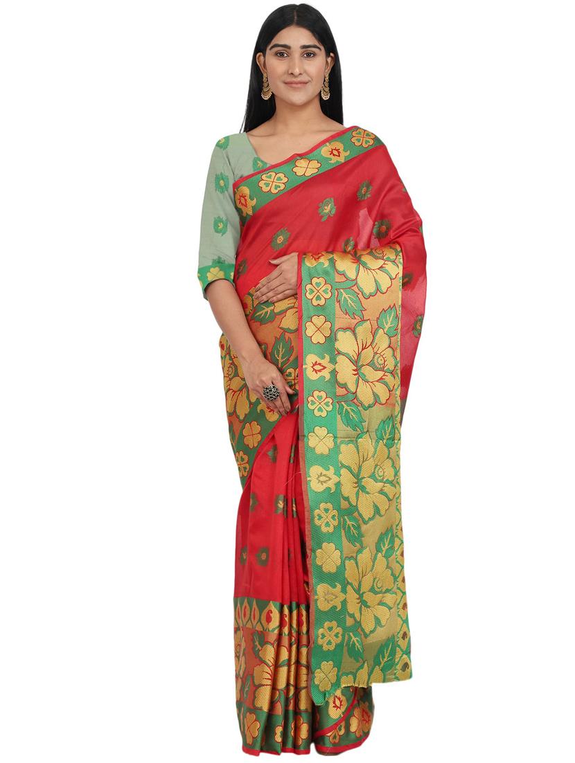 floral banarasi saree with blouse - 17545852 -  Zoom Image - 0