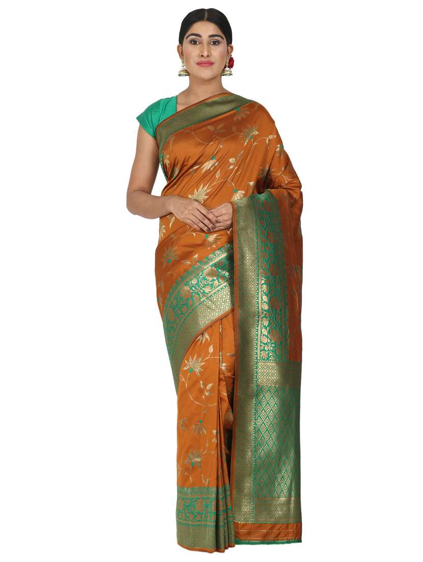 floral banarasi saree with blouse - 17545872 - Zoom Image - 0