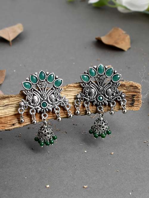 green brass drop earring - 17546053 - Standard Image - 0