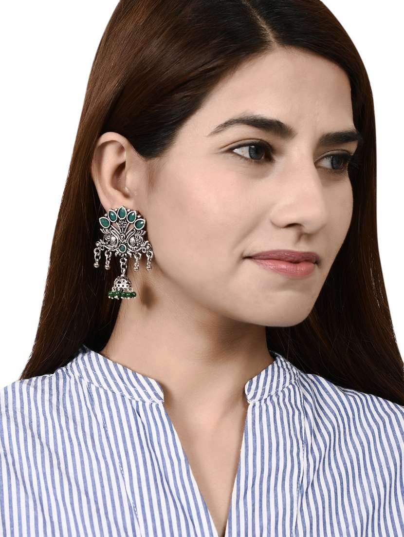 green brass drop earring - 17546053 - Standard Image - 3