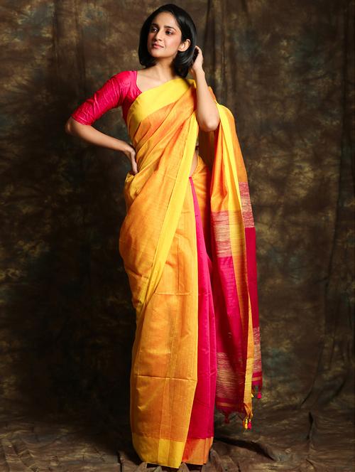 solid handloom saree with blouse - 17546992 -  Standard Image - 0