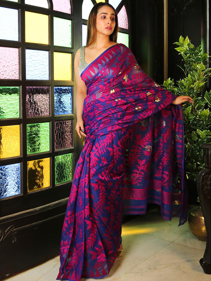 floral jamdani saree - 17547026 - Zoom Image - 0