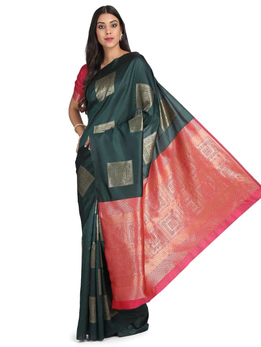 geometrical banarasi saree with blouse - 17547449 -  Zoom Image - 0