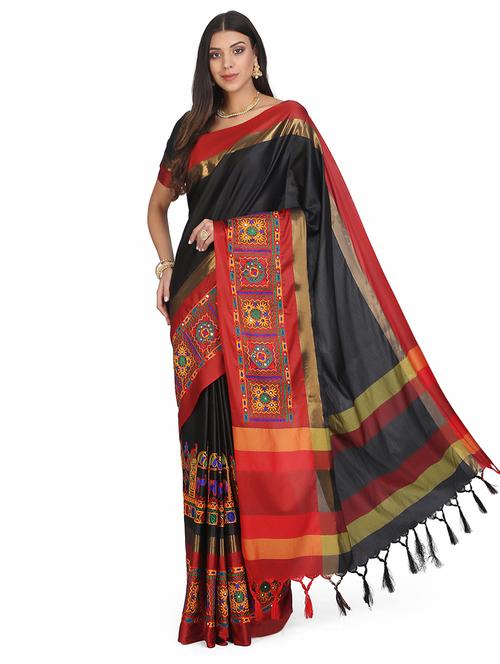 women's embroidered saree with blouse - 17547454 - Standard Image - 0