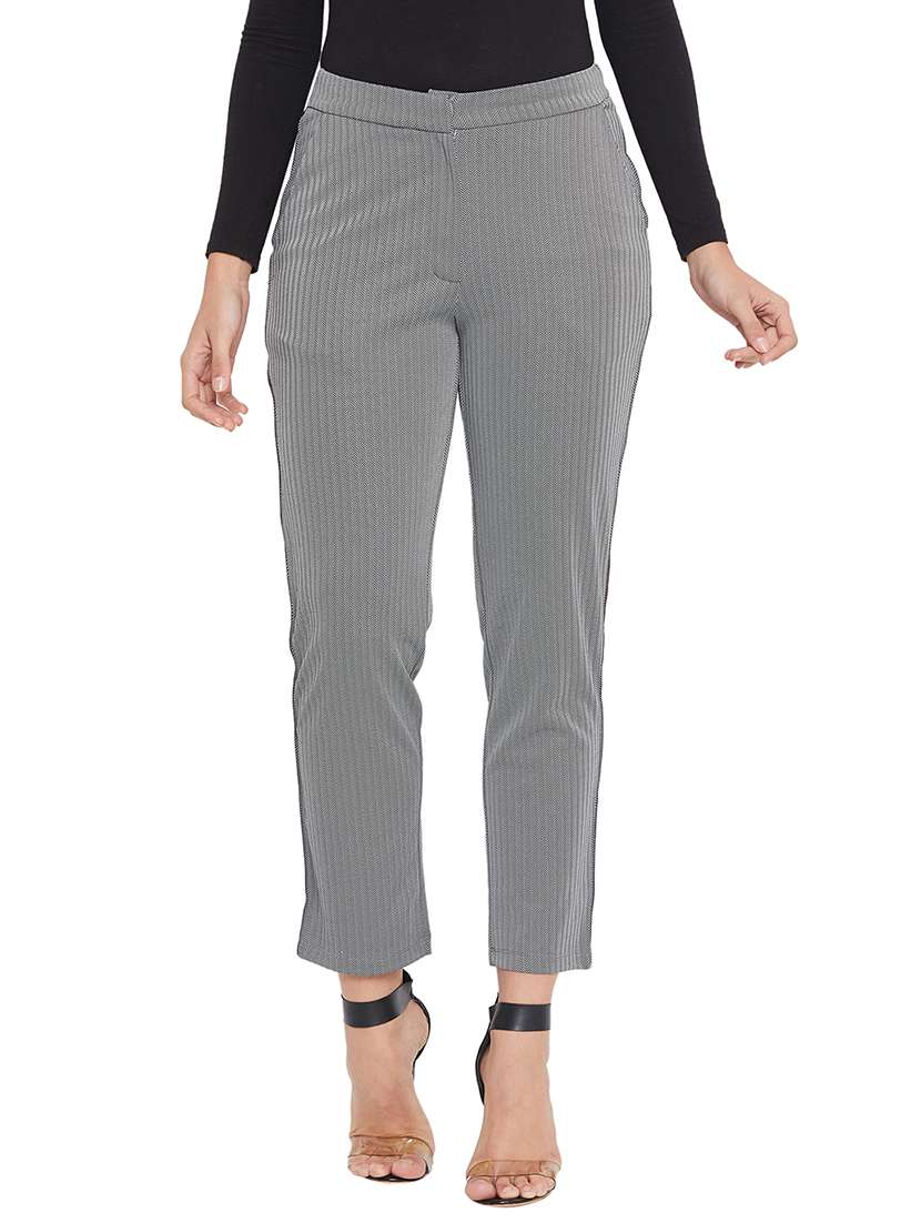 grey chevron flat front trouser