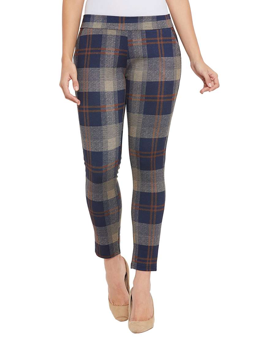 high rise checkered trouser 