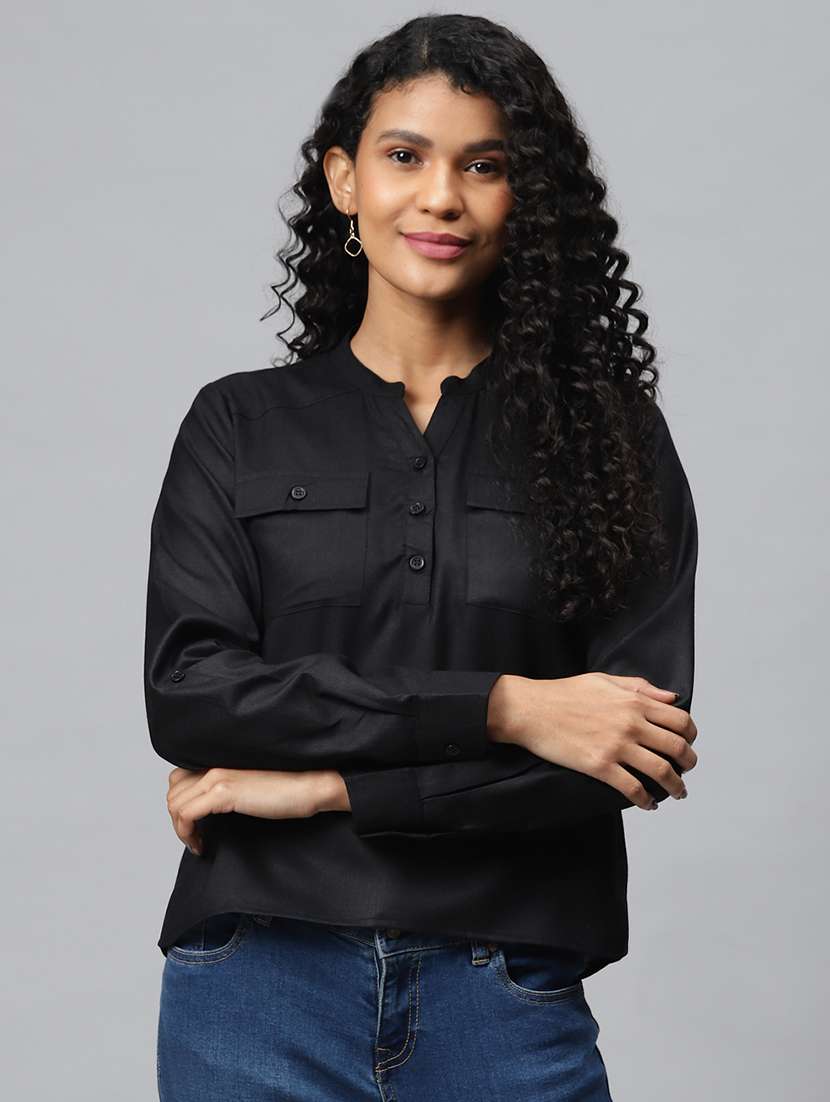 mandarin neck solid top 