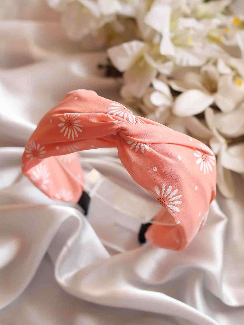 bellofox® daisy love headband peach color top knot hair accessories for  women girls set of -1
