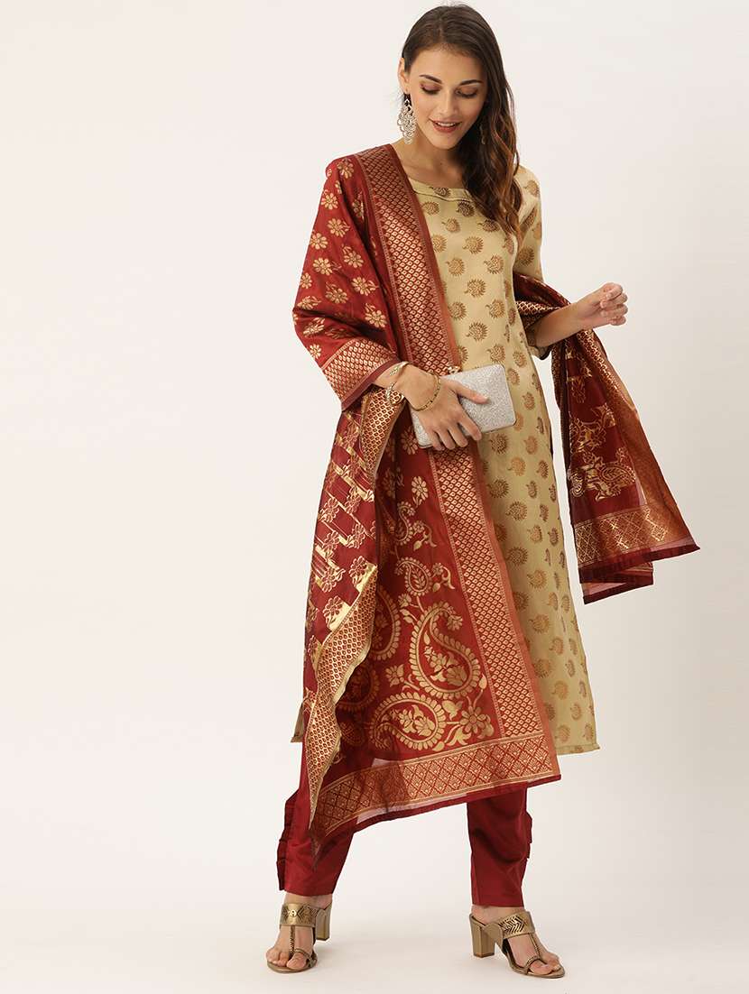 zari work unstitched suit - 17548845 -  Standard Image - 3