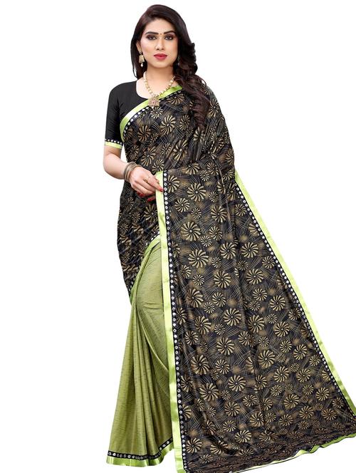 half & half printed saree with blouse - 17548933 -  Standard Image - 0
