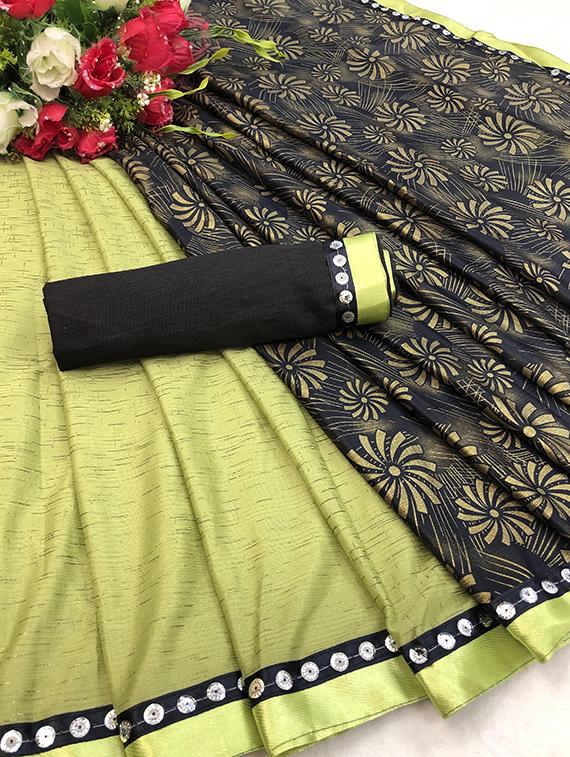 half & half printed saree with blouse - 17548933 - Standard Image - 3