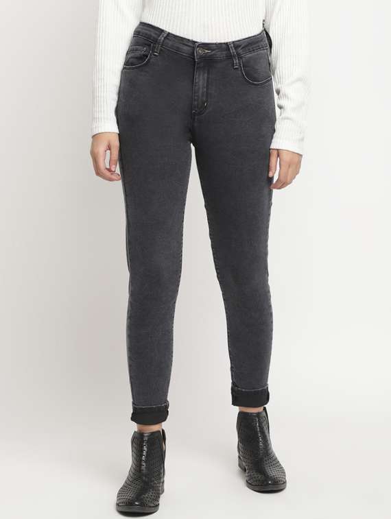 high rise stone washed jeans 