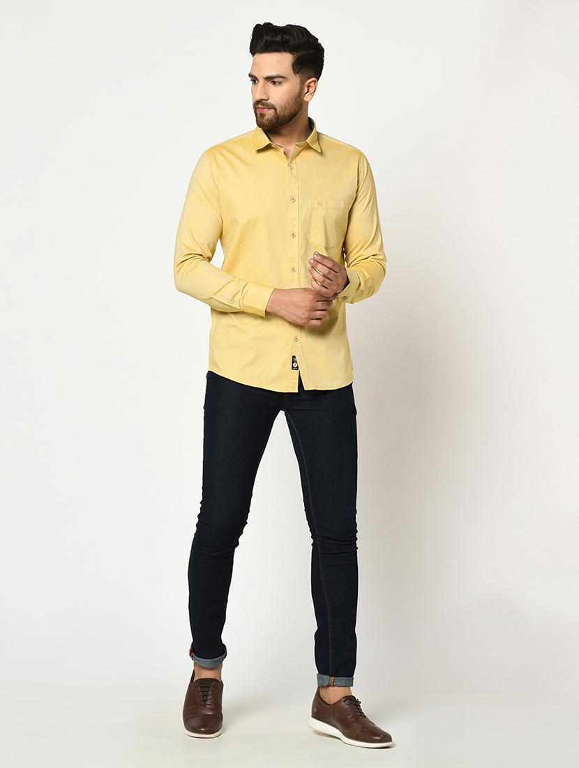 yellow solid casual shirt - 17549118 - Standard Image - 3