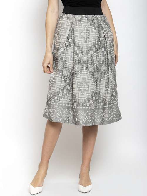 high rise printed a-line skirt - 17549355 - Standard Image - 0