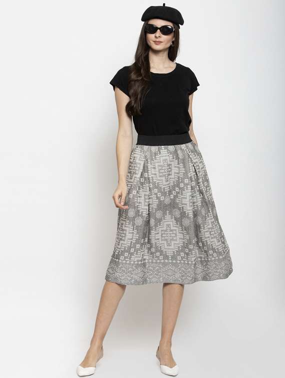 high rise printed a-line skirt - 17549355 - Standard Image - 3