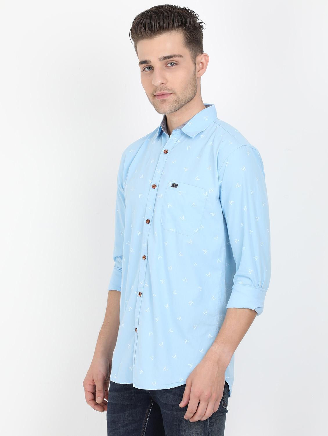 light blue printed casual shirt - 17549655 - Zoom Image - 0