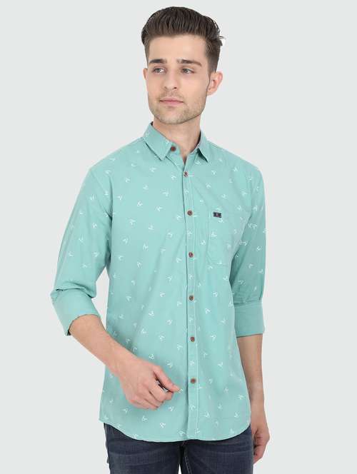sea green printed casual shirt - 17549656 - Standard Image - 0