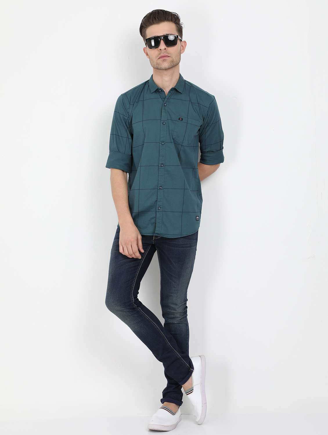 green checkered casual shirt - 17549659 - Standard Image - 3