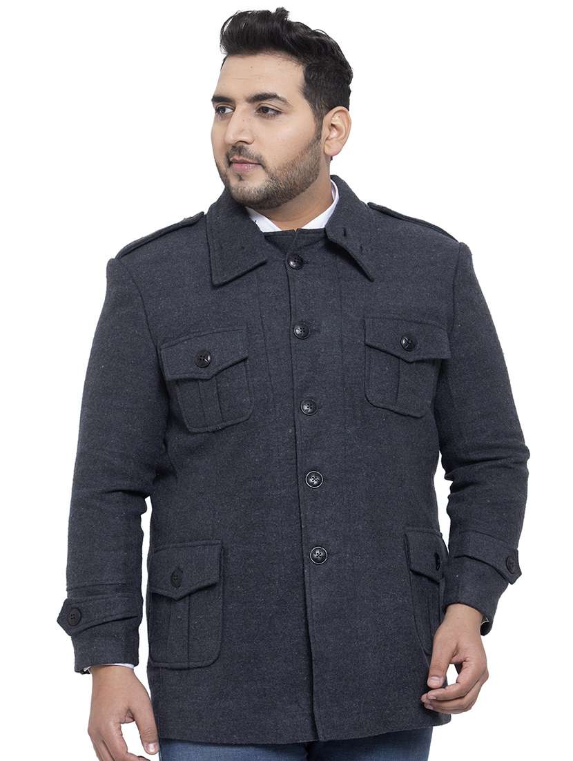 black solid fleece overlap casual jacket