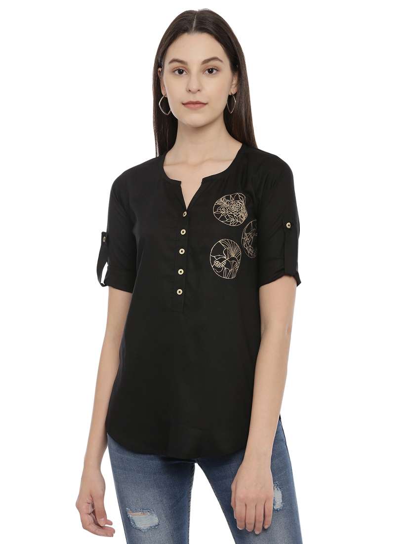 notch neck printed top  - 17550690 -  Zoom Image - 0