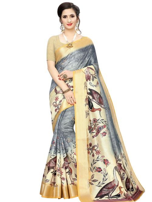 conversational printed saree with blouse - 17550794 - Standard Image - 0