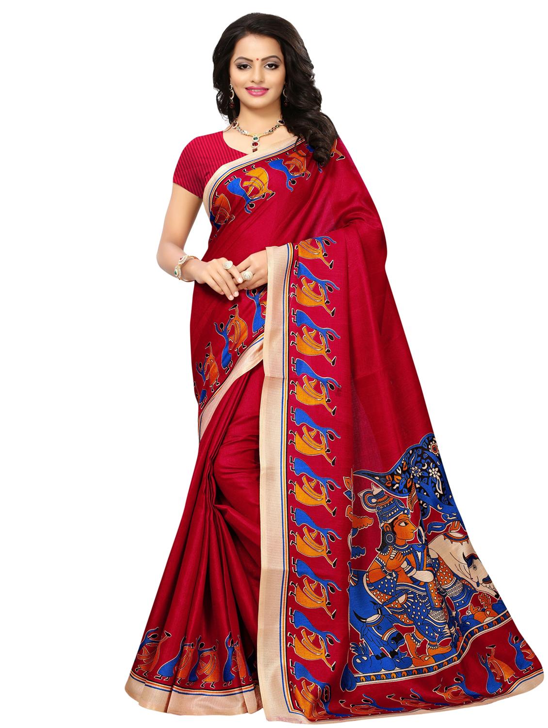 madhubani printed saree with blouse - 17550831 -  Zoom Image - 0