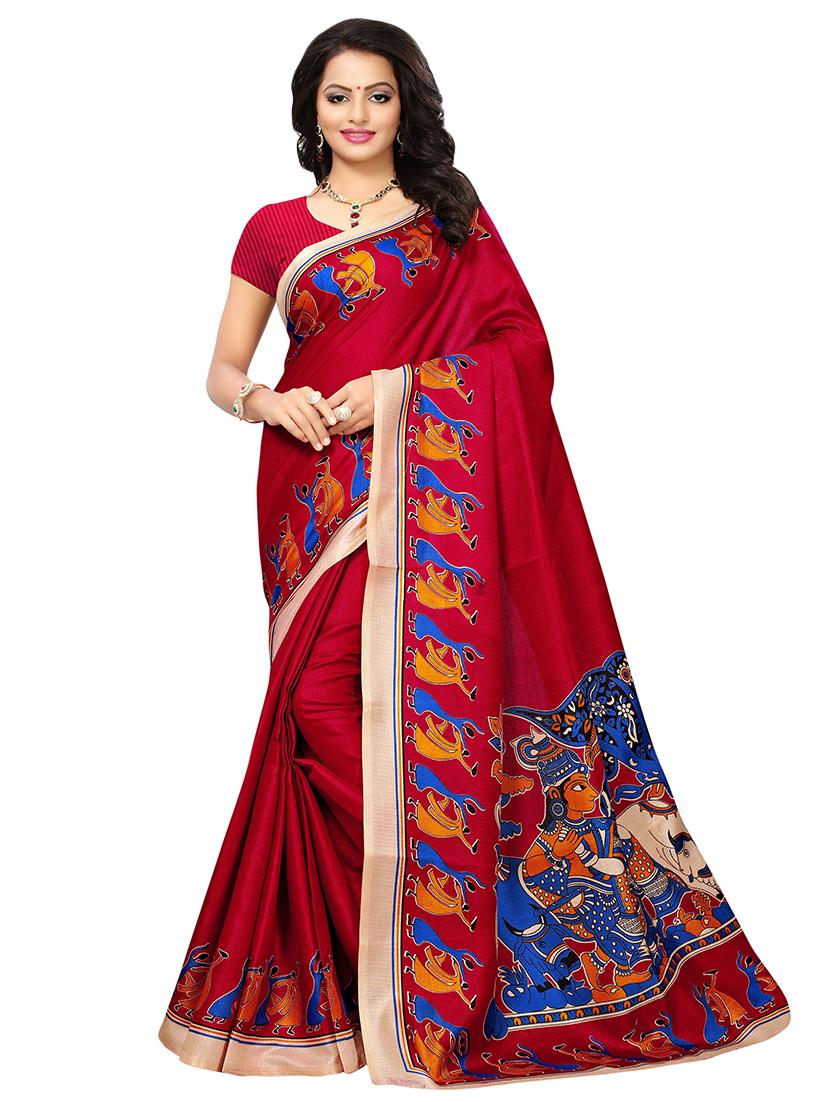 conversational printed saree with blouse - 17550837 - Zoom Image - 0