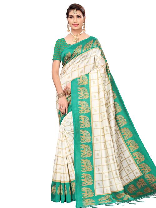 checkered printed saree  with blouse - 17551095 -  Standard Image - 0