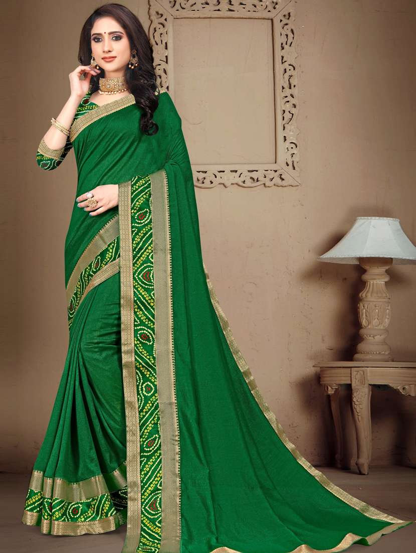 women's bordered green colored saree
