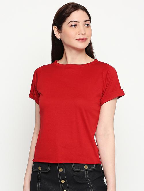 boat neck solid tee - 17553714 -  Standard Image - 0