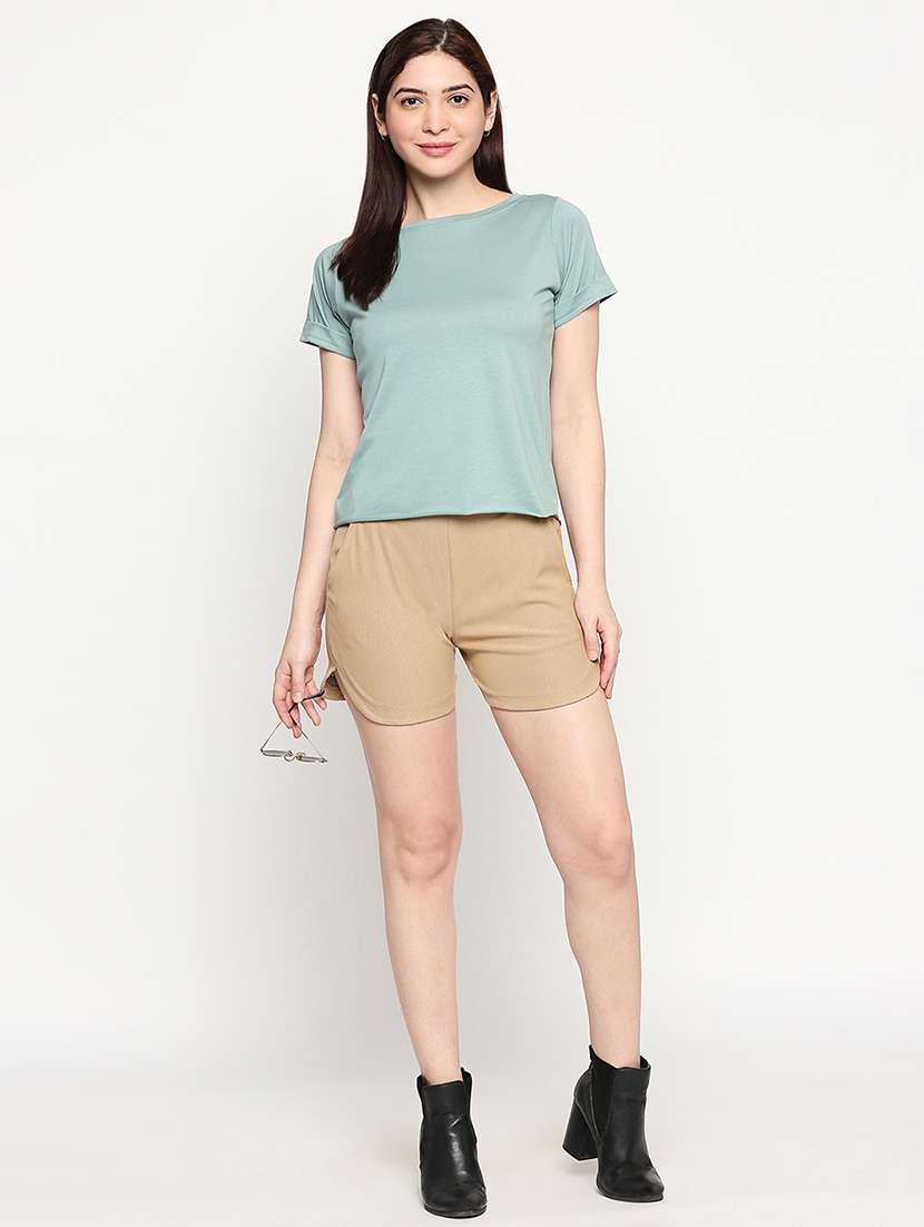 boat neck solid tee - 17553715 -  Standard Image - 3