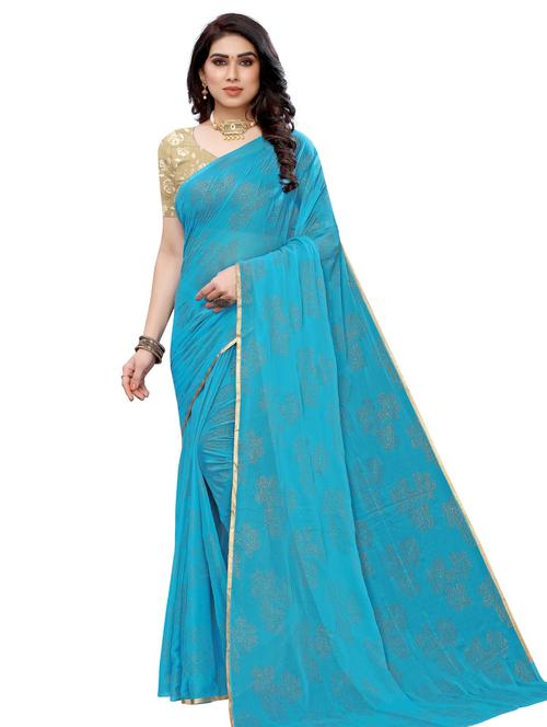 lace border embellished saree with blouse - 17553834 - Standard Image - 0