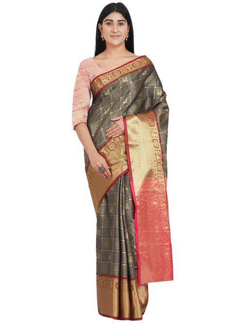 conversational banarasi saree with blouse - 17553906 - Standard Image - 0