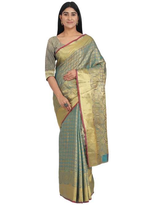 self design banarasi saree with blouse - 17553919 -  Standard Image - 0