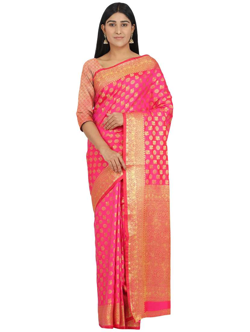 magenta banarasi saree with blouse - 17553920 -  Zoom Image - 0