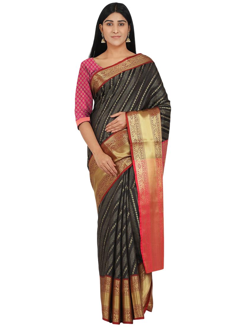 jacquard banarasi saree with blouse - 17553936 - Zoom Image - 0