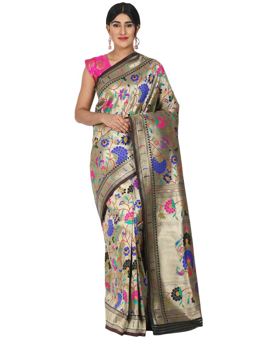 jacquard banarasi saree with blouse - 17553959 - Zoom Image - 0
